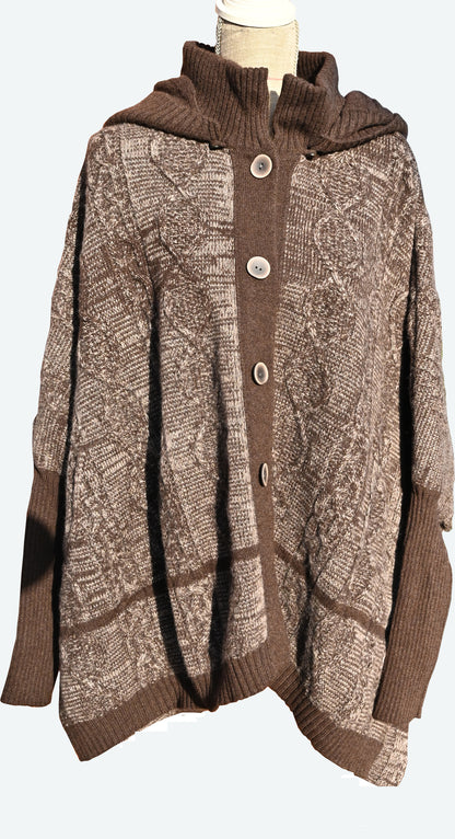 YAK WOOL PONCHO WITH HOOD