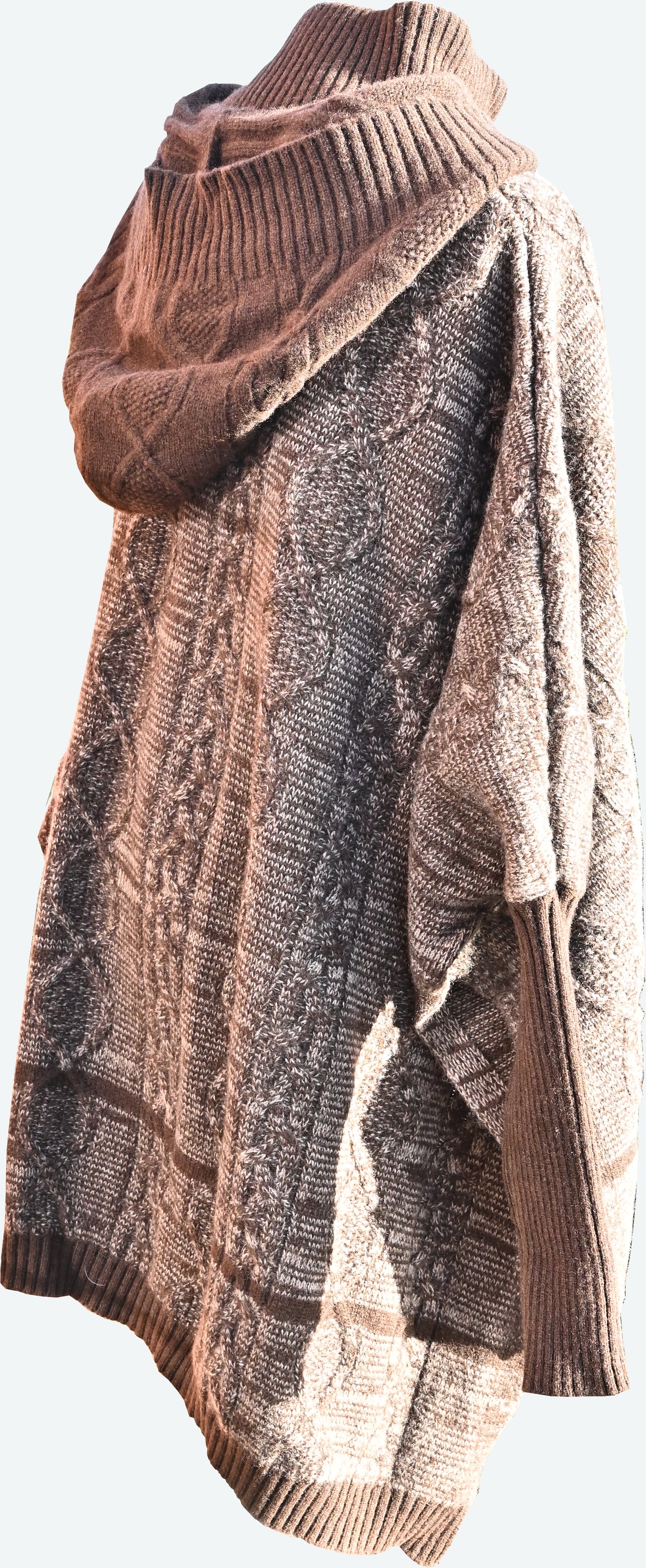 YAK WOOL PONCHO WITH HOOD